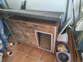 Caseta de madera para perro grande techo abatible
