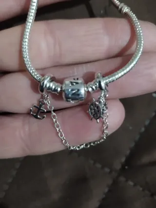 Cadena de seguridad plata ley S925 ancla timón