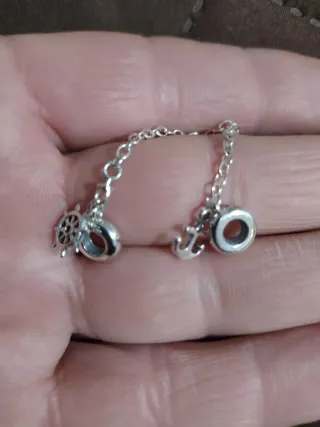 Cadena de seguridad plata ley S925 ancla timón