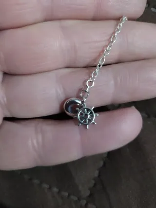 Cadena de seguridad plata ley S925 ancla timón