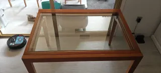 Mesa extensible madera y cristal