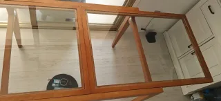 Mesa extensible madera y cristal