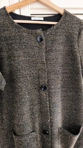 Vestido Zara corto tweed negro y dorado