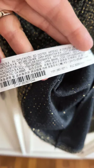 Vestido Zara corto tweed negro y dorado