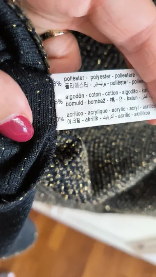 Vestido Zara corto tweed negro y dorado