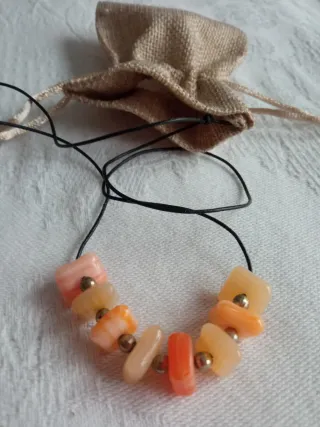 Pack Jersey de punto naranja y blanco +Collar