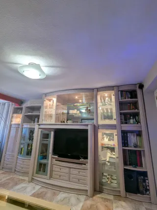 Mueble de salón modular madera y cristal