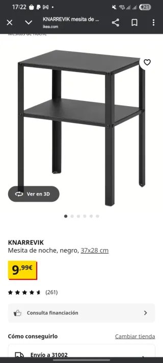 Pack 2 Mesitas Noche Metal IKEA KNARREVIK
