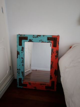 Espejo rústico envejecido madera y metal