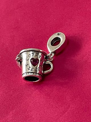 Colgante Taza Corazón Rojo Plata