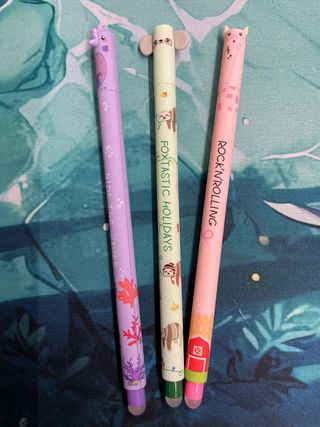 Set 3 penne cancellabili animali