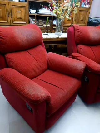 Poltrona relax reclinabile in tessuto rosso