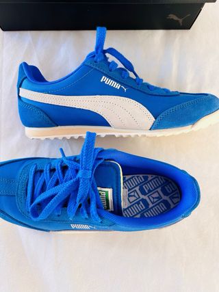 Zapatillas Puma Azul y Blanco Ante