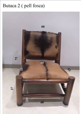 2 Butacas rústica madera y pelo de cabra
