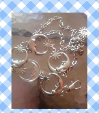 Cinturón cadena luna sol plateado gótico