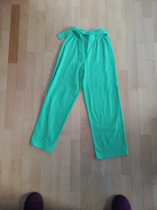 Pantalón ancho verde niña Zara