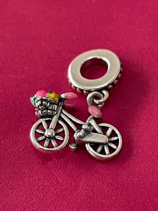 Colgante Bicicleta Flores Plata