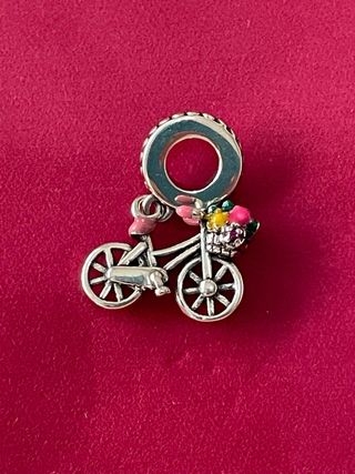 Colgante Bicicleta Flores Plata