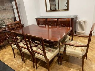 Mesa y sillas comedor madera y metal