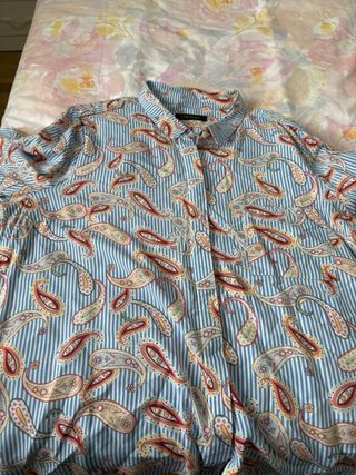 Camisa Rayas y Paisley Azul Multicolor