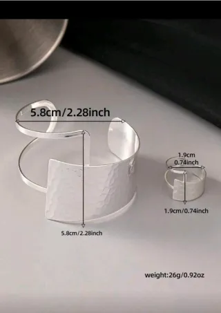 Conjunto pulsera y anillo plateado