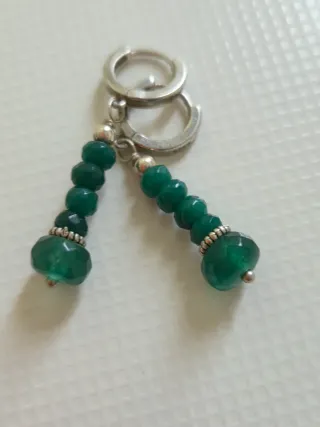 Pendientes Plata 925 con Jade Verde