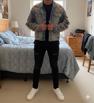 Giacca Denim Bohooman Strappata Taglia XL