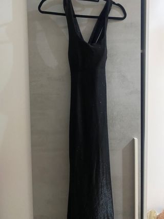 Vestido Negro Largo Brillante