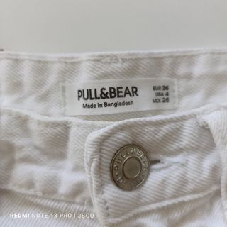 Pantalón Corto Blanco Tiro Alto Pull&Bear Talla 36