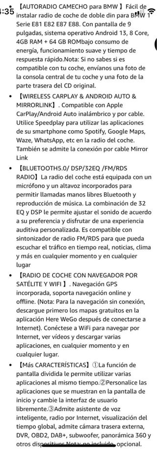 Car play BMW Serie 1 4GB+64GB nuevo 200€