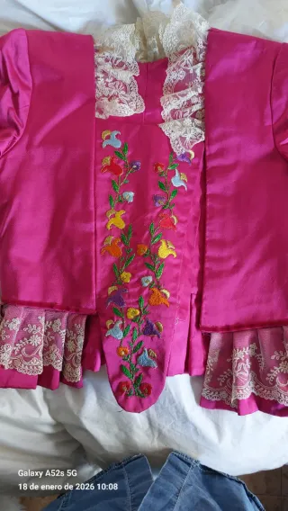 Corpiño fallera rosa fucsia bordado
