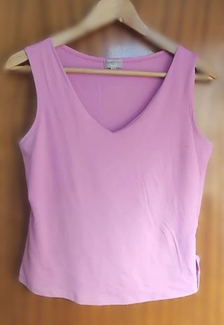 Camiseta Cortefiel Tirantes Rosa T. L (Doble Tela)
