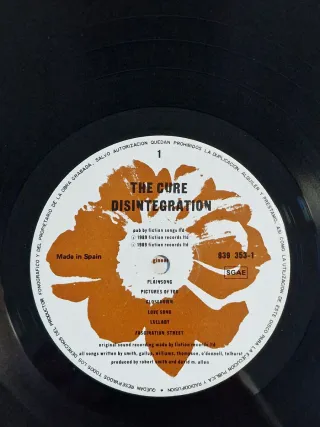The Cure Disintegration Vinilo LP 1989