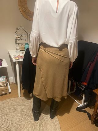 Falda pantalón beige Elisa Rivera t 44.Modificado