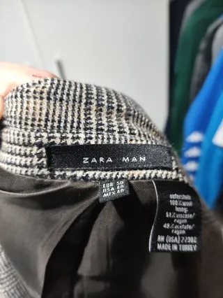 Chaqueta cuadros vintage beige y gris