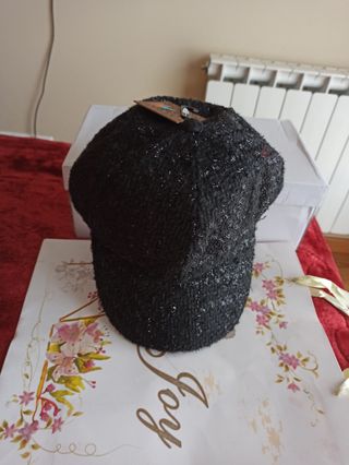 Gorra negra jaspeada ajustable nueva
