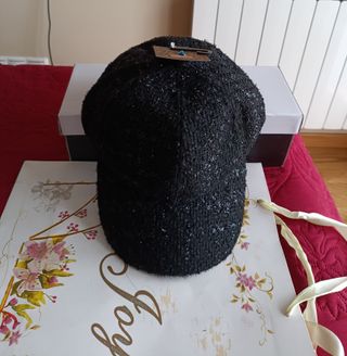 Gorra negra jaspeada ajustable nueva