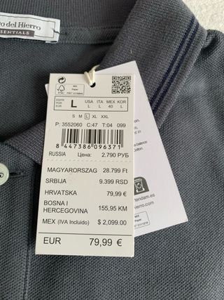 Polo Pedro del Hierro gris talla L