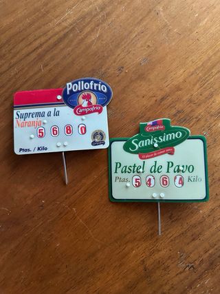 Lote carteles portaprecios mercado de abastos
