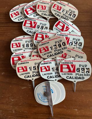 Lote carteles portaprecios mercado de abastos