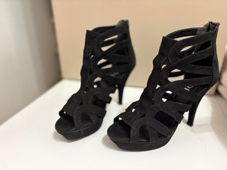 Sandalias Lodi Piel Negra Tacón Plataforma