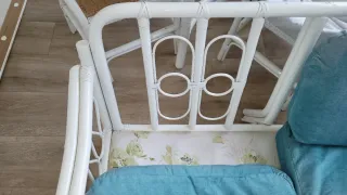 Conjunto Sofás y Mesa Mimbre Blanco