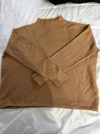 Jersey mujer cuello alto beige