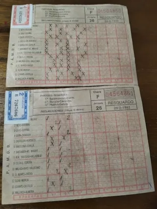 Quinielas antiguas 1982