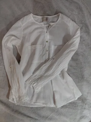 Blusa Blanca Algodón Estilo Ibicenco Talla S