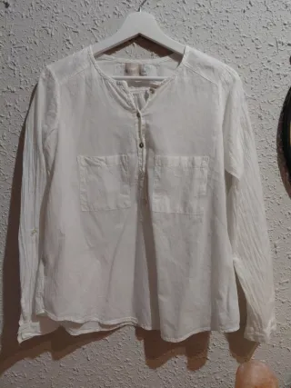 Blusa Blanca Algodón Estilo Ibicenco Talla S