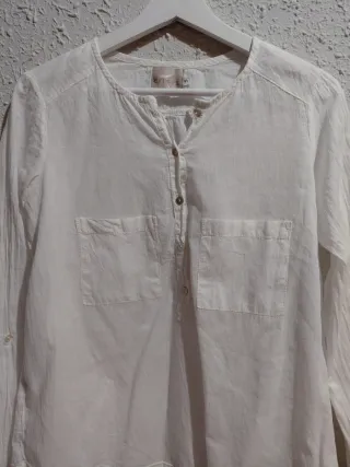 Blusa Blanca Algodón Estilo Ibicenco Talla S