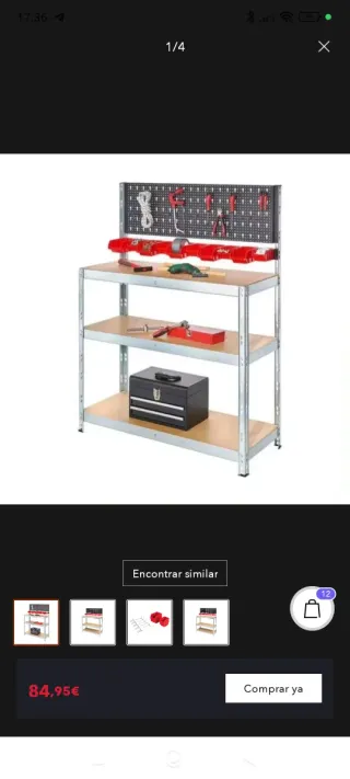 Banco de trabajo con panel y estantes