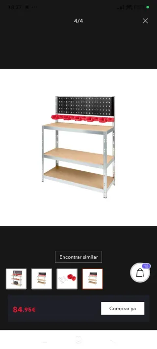 Banco de trabajo con panel y estantes