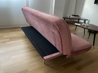 Sofá Cama 3 Plazas Terciopelo Rosa